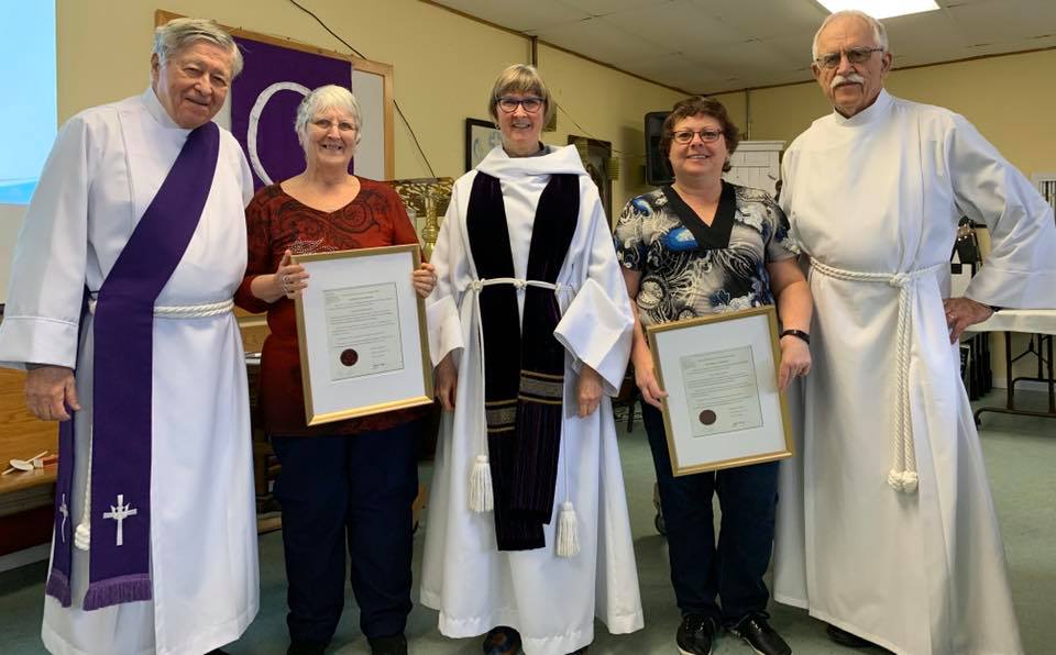 On Sunday March 1st, 2020, Jackie Snair and Lyda Miller were presented with certificates, recognizing them as Licensed Lay Ministers.